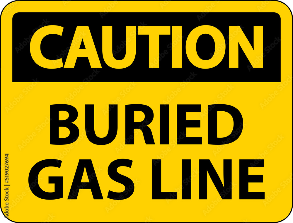 Caution Sign buried gas line On White Background Caution Sign buried gas line On White Background