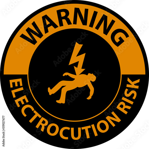 Fotografie Warning Electrocution Risk Sign On White Background