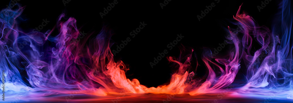 © Leigh Prather - Dramatic smoke and fog in contrasting vivid red, blue, and purple colors. Vivid and intense abstract background or wallpaper.