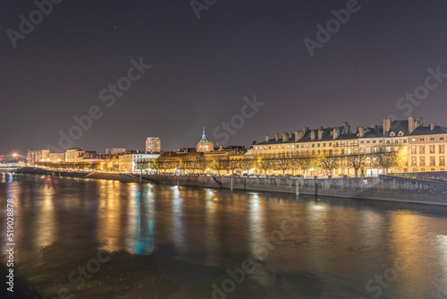 night view of the city with river and old village from europe
