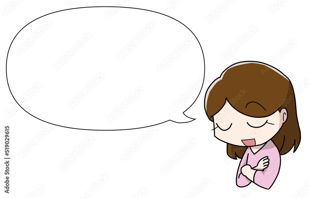 納得して話す女性フキダシ付き 納得して話す女性フキダシ付き