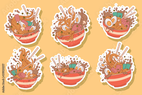 japanese ramen noodle food design illustration