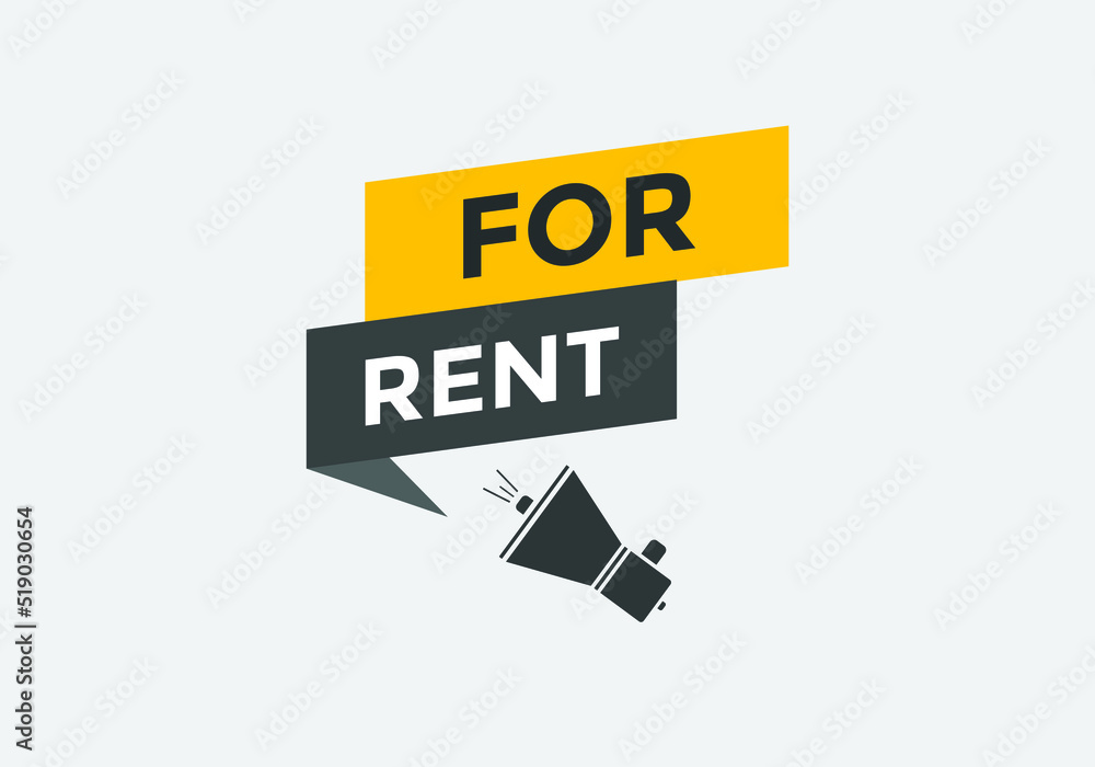 For rent button. For rent speech bubble. sign icon label.
