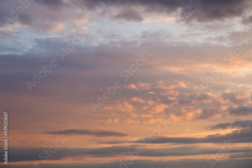 Picturesque view of sunset sky with beautiful clouds