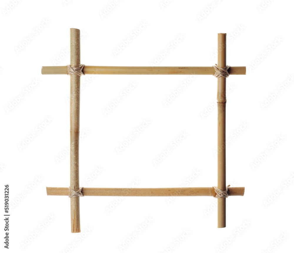 Empty frame made of bamboo sticks isolated on white Empty frame made of bamboo sticks isolated on white