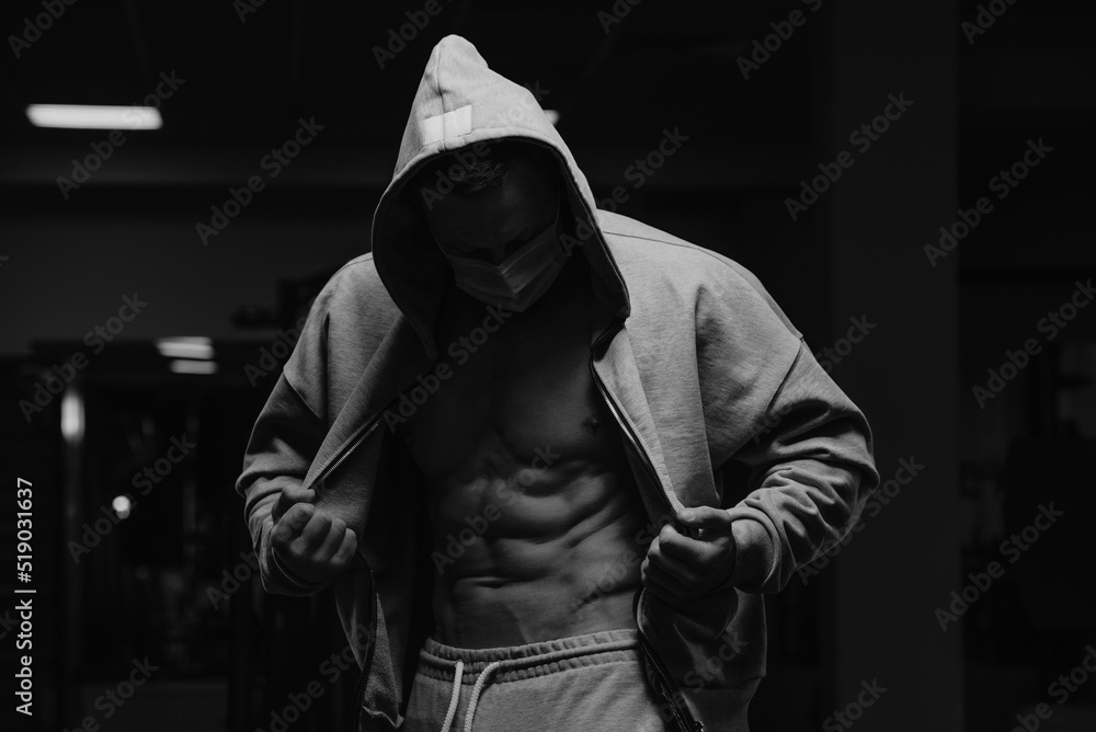 Bodybuilder in hoodie hotsell
