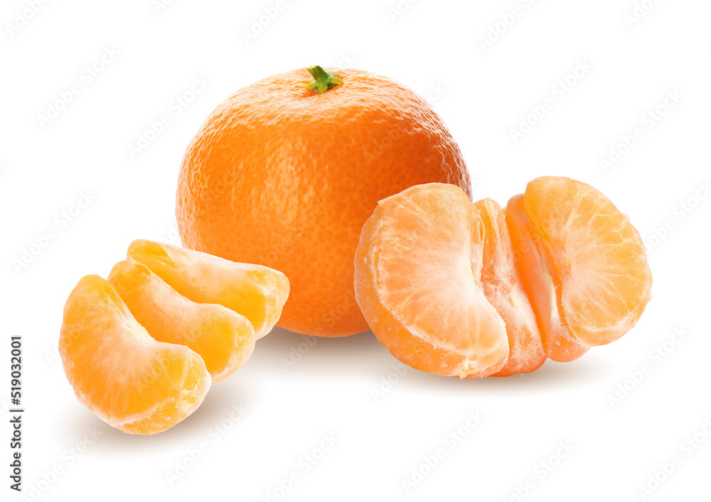 Tasty fresh ripe tangerines on white background Tasty fresh ripe tangerines on white background