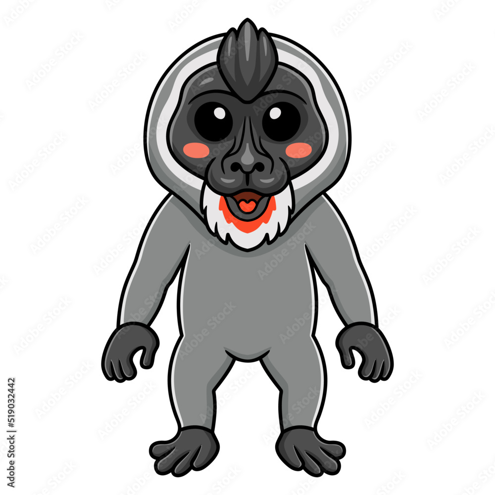 Cute little driil monkey cartoon standing Cute little driil monkey cartoon standing