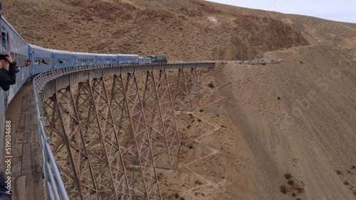 La Polvorilla Viaduct, A Steel Beam Bridge through which the Train to the Clouds passes (Spanish: Tren a las Nubes), in the Andes Mountains, Salta, Argentina.  