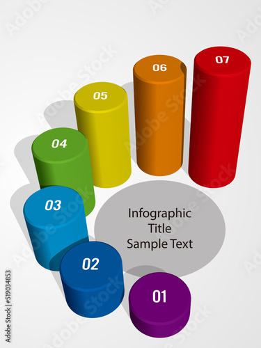 7色の円柱インフォグラフィック　ベクターイラストレーション