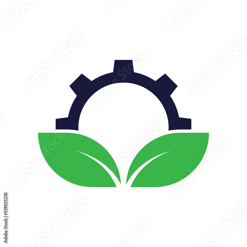 Leaf and gear icon design isolated on white background