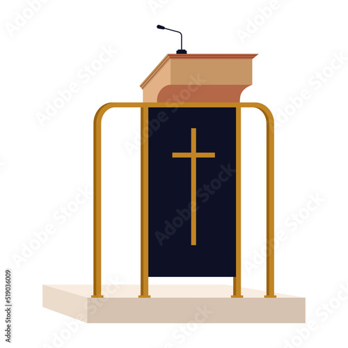 Church Ambo, podium, lectern, Liturgy of the Word. Flat Vector Illustration. photo