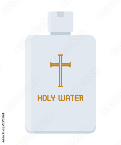 Holy Water Bottle, Catholic Sacramental. Flat Vector Illustration.
