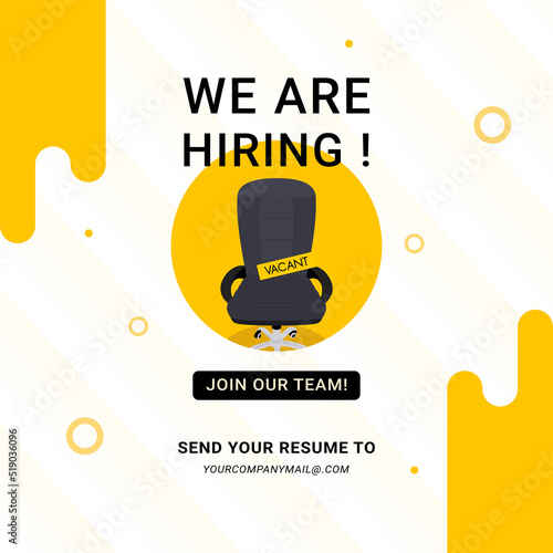 Poster for we are hiring. employees needed. Social media template job vacancy recruitment