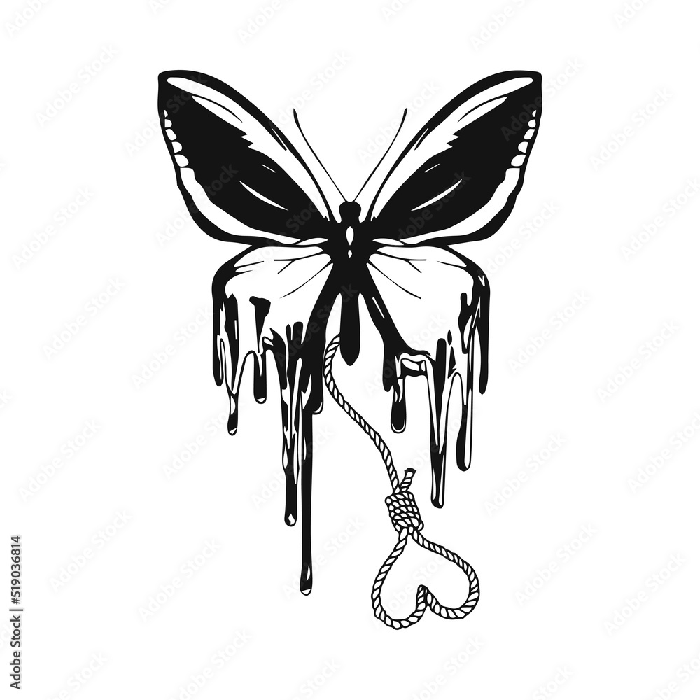 vector illustration of a butterfly with a string Stock Vector | Adobe Stock