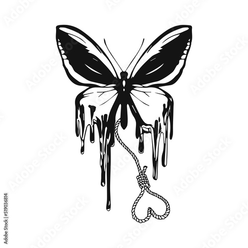 Canvas Print vector illustration of a butterfly with a string