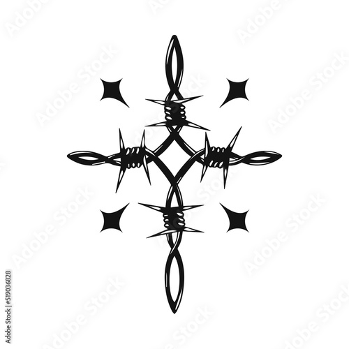 vector illustration of cross shaped thorn