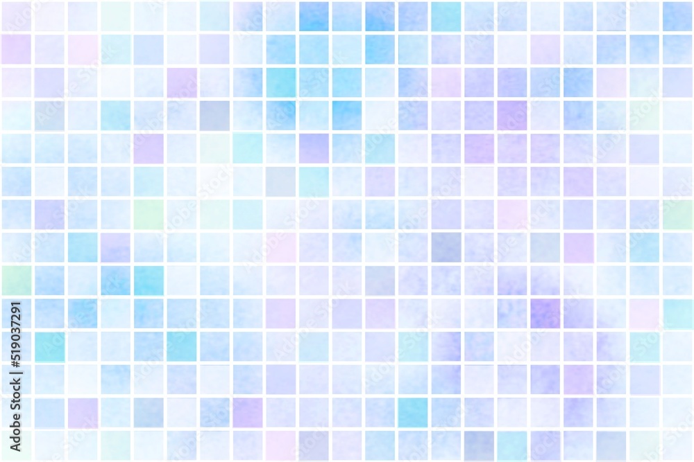 Fototapeta premium ブルー タイル 水彩 背景 可愛い 水色 青色