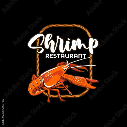 shrimp restaurant illustration design icon  logo vector