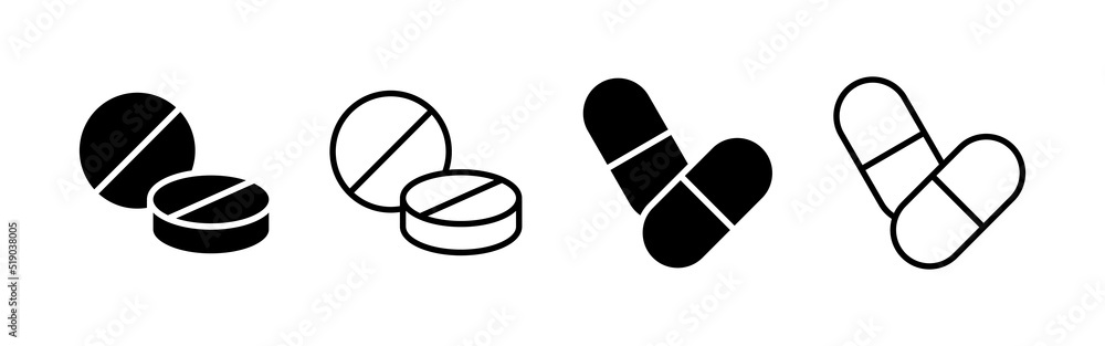 Pills icon vector. capsule icon. Drug sign and symbol Pills icon vector. capsule icon. Drug sign and symbol