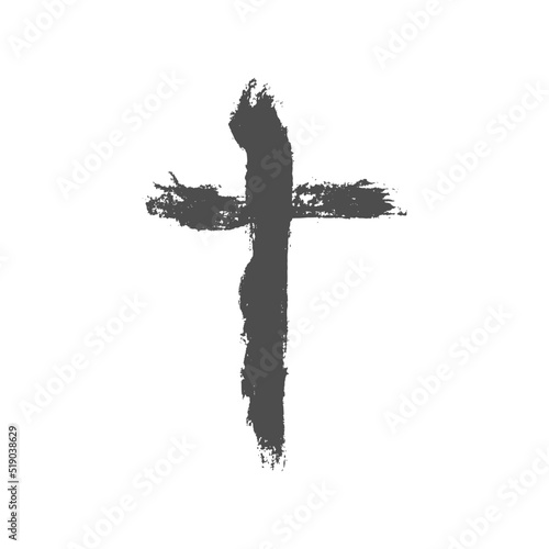 Grunge style christian cross for Ash Wednesday web banner or social graphic. The first day of Lent is a holy day of prayer and fasting.