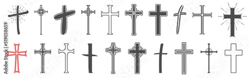 Fotografiet Christian crosses icons collection. Religion concept illustration