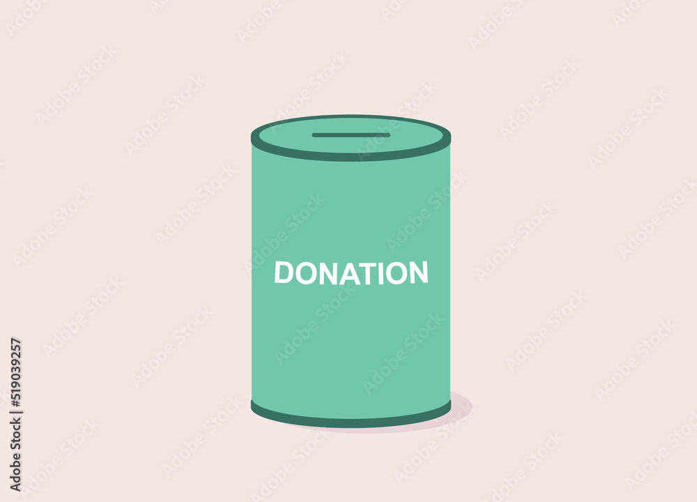 Cylinder Can Or Tin With ”Donation” Text In Front. Cylinder Can Or Tin With ”Donation” Text In Front.