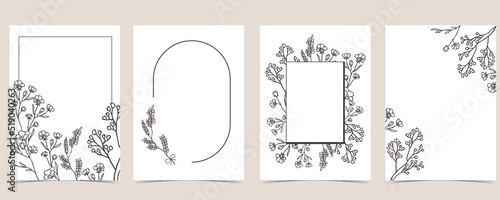 black baby shower invitation with flower. Vector birthday invitation for kid and baby