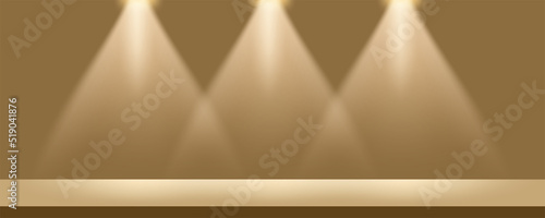 Empty monochrome studio. Three rays of spotlights