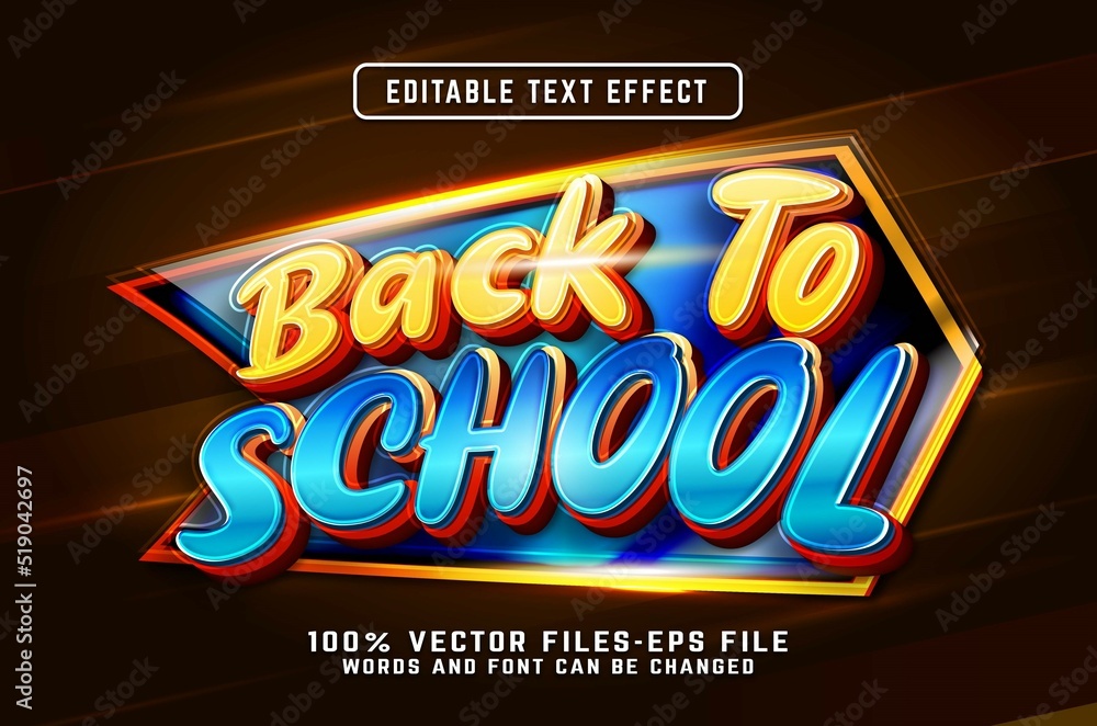 back to schol 3d text effect premium vectors