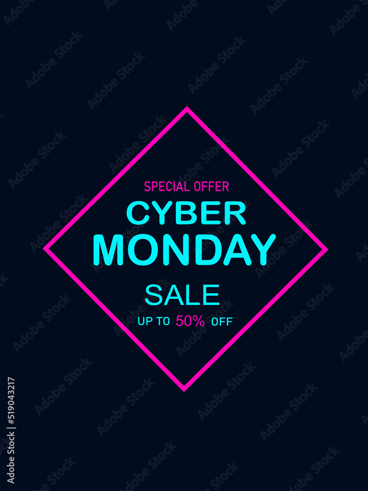 Cyber Monday sale card, banner, background.Vector illustration Cyber Monday sale card, banner, background.Vector illustration