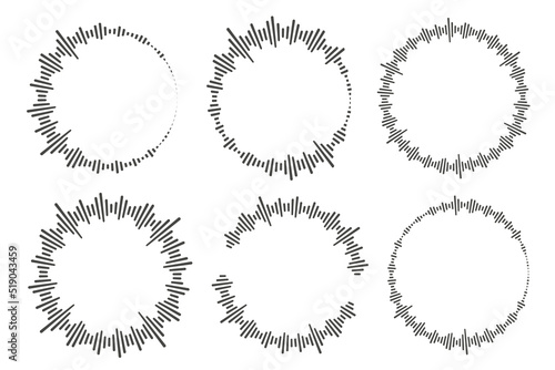 Circle audio waves. Circular music sound equalizer. Abstract radial radio and voice volume symbol. Vector illustration.