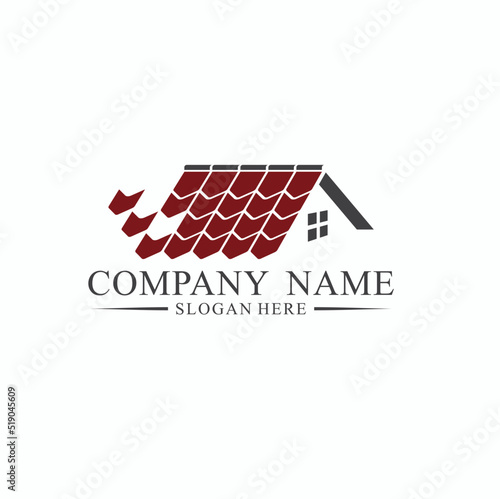 logo template for roof tile service, vector art.