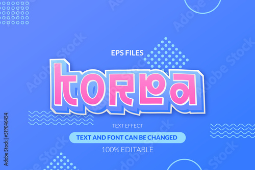 Fun happy young korea editable text effect. eps vector file