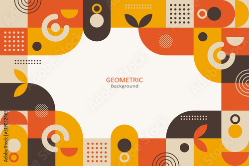 Abstract geometric background  colorful template flat design of mosaic pattern with the simple shape of circles  squares  dots  and lines. Landing page design  Vector Illustration.