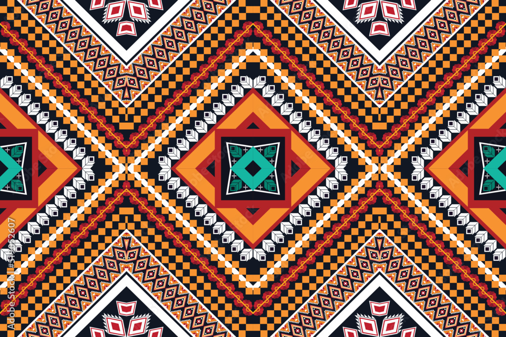 Geometric ethnic flower pattern for background,fabric,wrapping,clothing,wallpaper,Batik,carpet,embroidery style. Geometric ethnic flower pattern for background,fabric,wrapping,clothing,wallpaper,Batik,carpet,embroidery style.