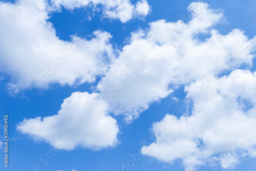 Sky background, white fluffy cloud over blue sky, nature and weather concept background