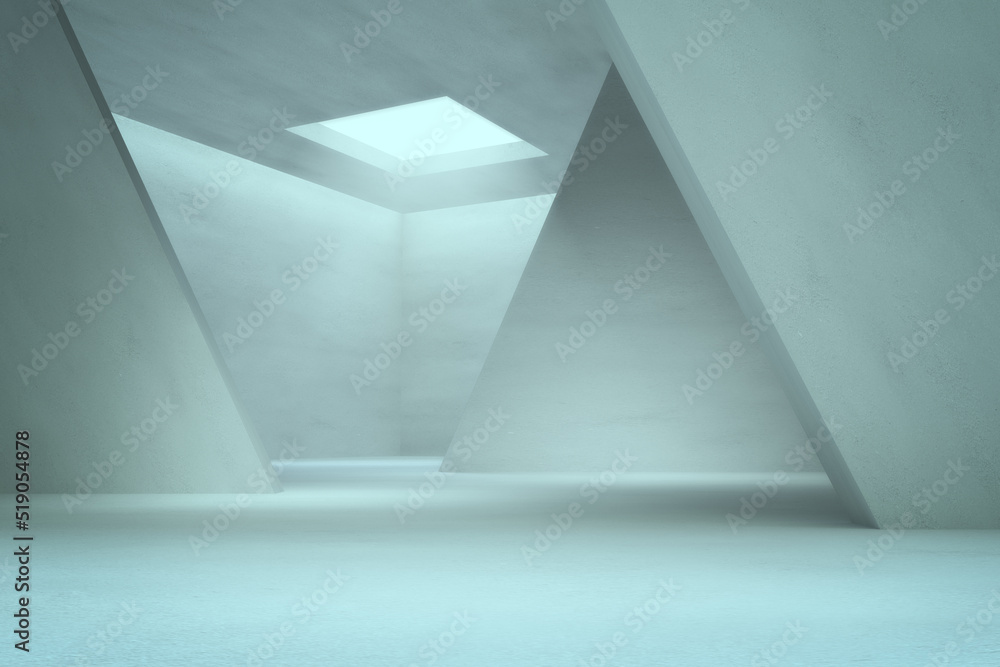 Obraz premium Sci fi modern white abstract empty hall, 3d rendering.