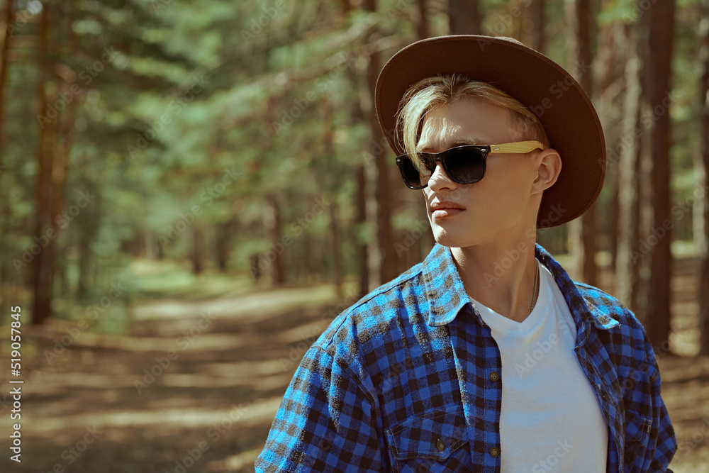 hiker exploring forest hiker exploring forest