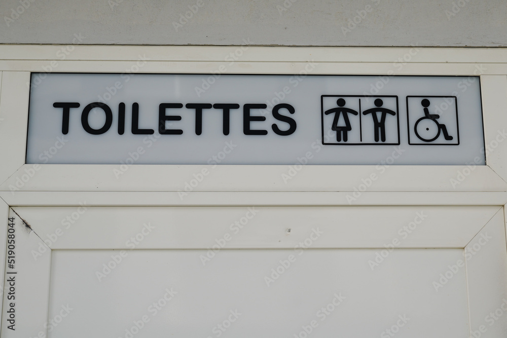 toilettes publique french text public toilets for wc with icon woman man and disabled person toilettes publique french text public toilets for wc with icon woman man and disabled person