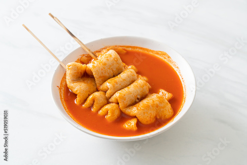 Photography Odeng - Korean fish cake skewer in Korean spicy soup