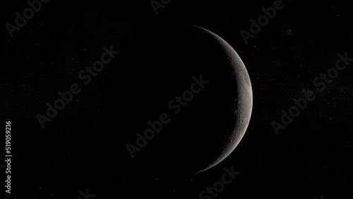 Full moon to new moon. Lunar phases transition.High resolution 4k time lapse video showing the phases of the moon. 3D natural satellite with starry space background photo