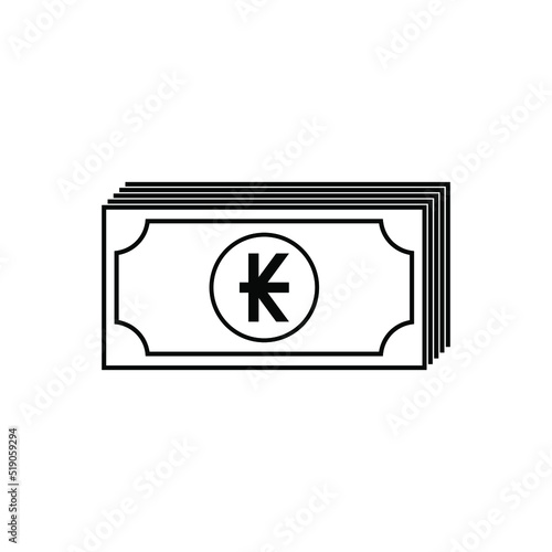 Laos Currency Icon Symbol, LAK, Kip Money Paper. Vector Illustration