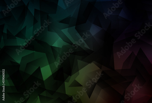 Dark Green vector shining triangular background.