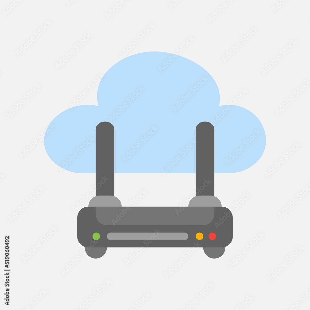Router icon in flat style about cloud computing, use for website mobile app presentation Router icon in flat style about cloud computing, use for website mobile app presentation