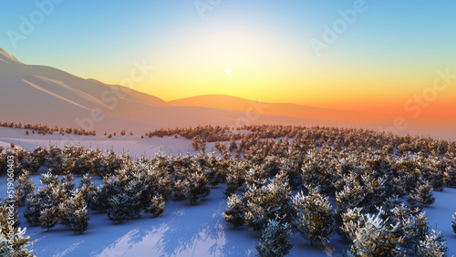 above winter forest mountain sunset © aleksandar nakovski