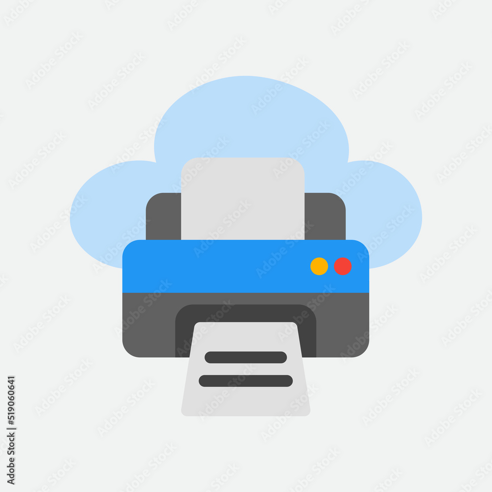 Print icon in flat style about cloud computing, use for website mobile app presentation Print icon in flat style about cloud computing, use for website mobile app presentation