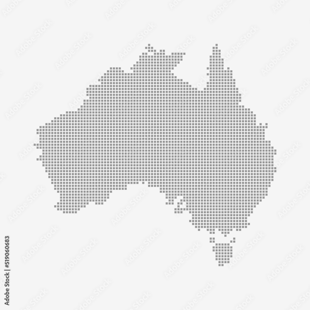Australia map made from dot pattern, halftone Australia map