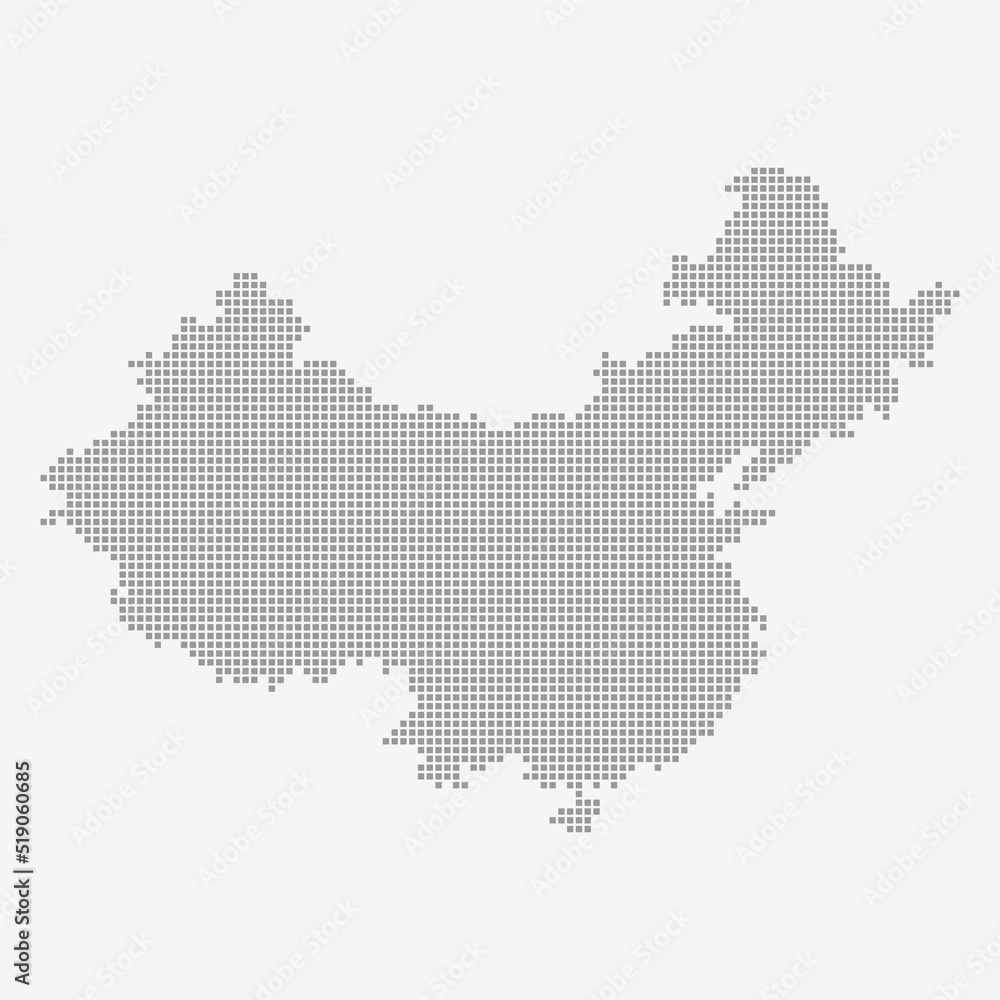 China map made from dot pattern, halftone Republic of China map