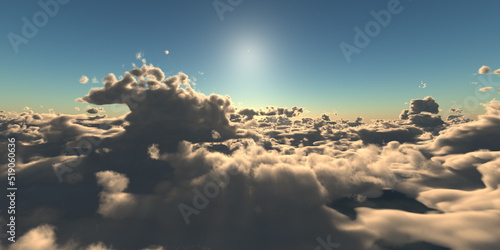 fly above clouds sunset landscape photo